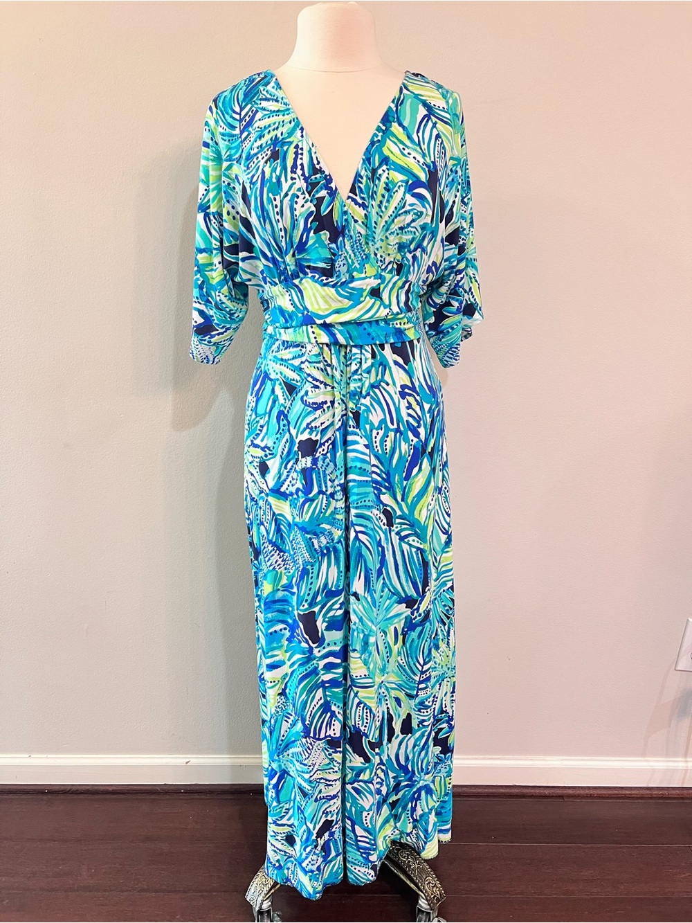 Lilly Pulitzer Parigi Maxi Dress Armadilly Dally Print Size L Petite length